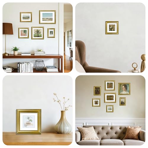 VIOLABBEY 5x5 Picture Frame in Rustic Gold – Square Decorative Photo Frame