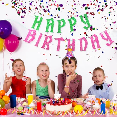 Witch Birthday Banner - Pink & Green Party Decorations