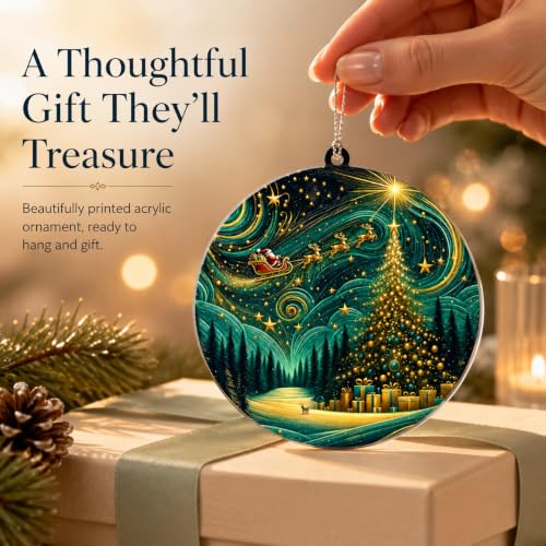 Santa Starry Night Christmas Ornament - Hanging Holiday Decorations Gift Idea