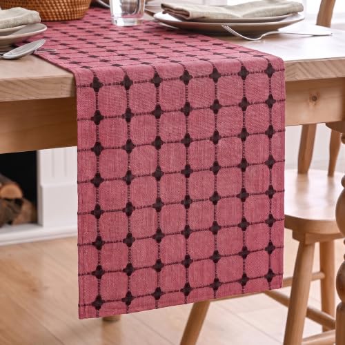 12x90 Inch Farmhouse Red Brown Plaid Table Runner - Seasonal Christmas Decor