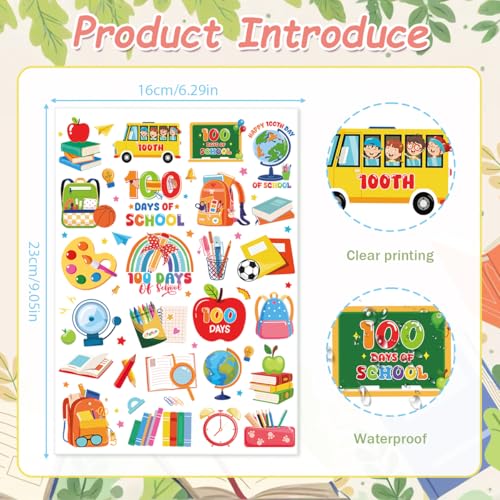 100 Days of School Temporary Tattoos - 200+ Party Favors & Classroom Rewards