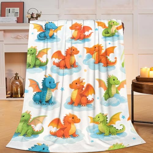 Viorise Dragon Blanket 50x40 Inch Cozy Fleece Throw for Dragon Lovers Gift