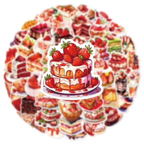Dessert Vinyl Stickers 50-Pack Waterproof Cute Food Decals for Water Bottles