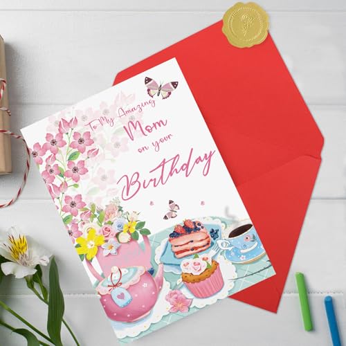 Mom Birthday Card MOROLURU Variation 235 Heartfelt Floral Celebration