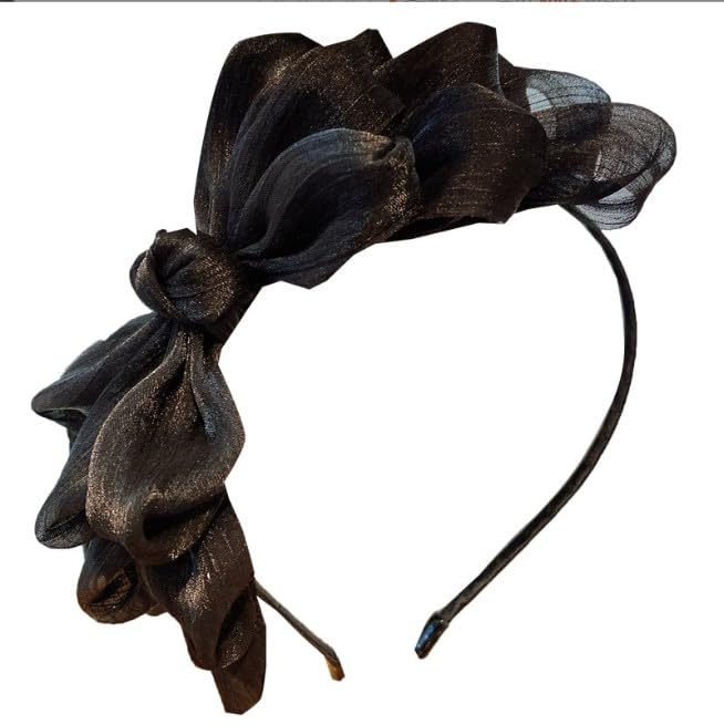 Black Ribbon Big Bow Headband Knotted Vintage Hair Hoop 2-Pack