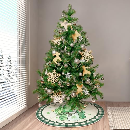Zomiboo 36 Inch St. Patrick's Day Easter Tree Skirt Clover Happy Easter Bunny Double Sided Print Mat for St. Patrick's Day Holiday Party Home Indoor Decorations