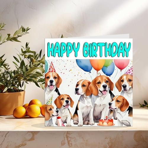 Beagle Birthday Card - Fun Dog Greeting Card with Envelope