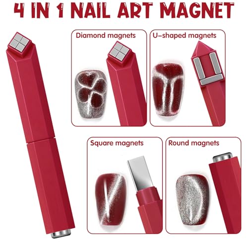 4 in 1 Cat Eye Nail Magnet Tool with Interchangeable Magnetic Heads
