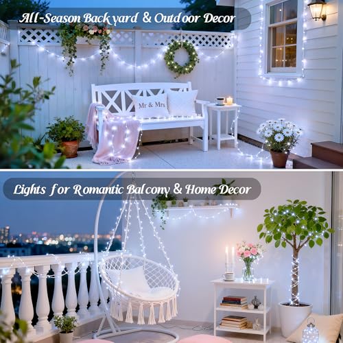 Indoor Outdoor 66ft 200 LED White Christmas String Lights - Plug in