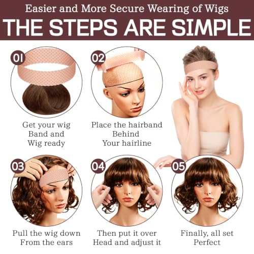 OLLBIT Non-Slip Silicone Wig Grip Band Adjustable Velvet Headband