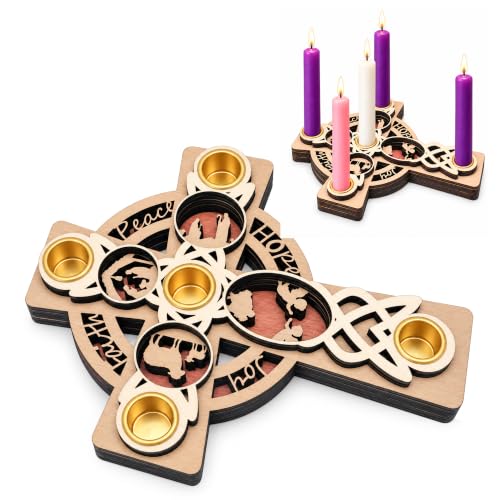 10x8 Inch Wooden Nativity Cross Candle Holder Advent Wreath B Style 1 Pcs