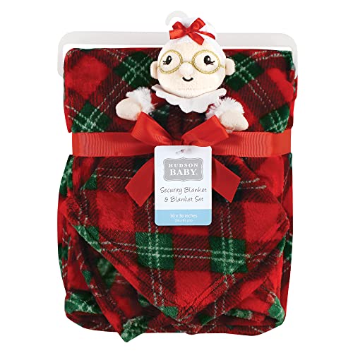 Hudson Baby Plush Blanket and Security Blanket Set - Mrs. Claus