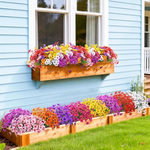Der Rose 24 Bundles UV Resistant Artificial Flowers - 13" Faux Plants for Outdoor Decor