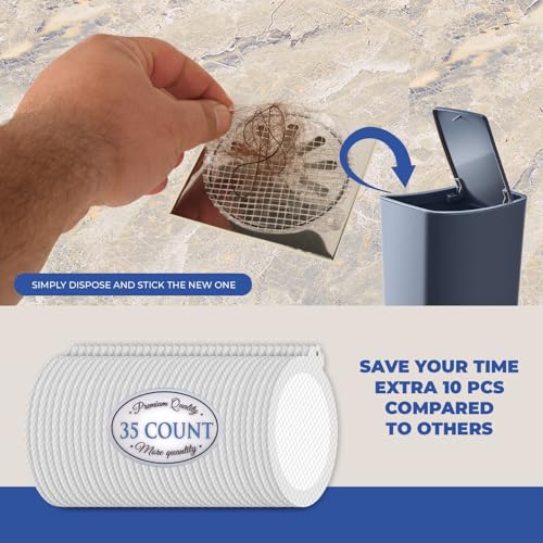 35 Pack Disposable Hair Catcher Stickers for Shower Drains