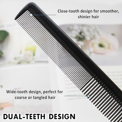 Zoolinn Portable Hair Comb Set 4-Pack - 7.67 Inch Fine Teeth Black