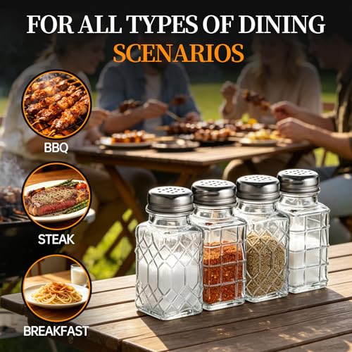 Supercenter 2-Piece Glass Salt and Pepper Shaker Set with Stainless Lids