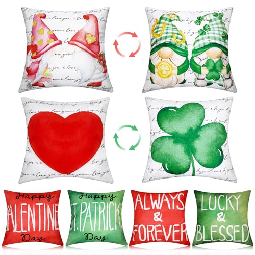 Ramede 18x18 Double-Sided Pillow Covers - Set of 4 for St. Patrick's Day & Valentine's Day