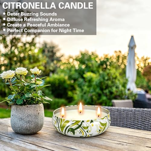 Golabarell 3-Wick Citronella Candles for Outdoor Patio - 3 Pack Soy Wax