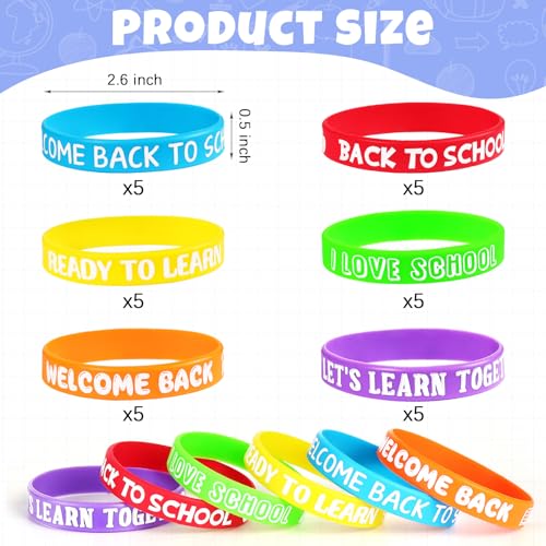 30 Pack Back to School Silicone Wristbands - Fun Party Favors