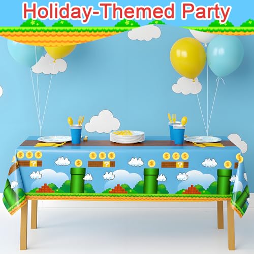 Adventure Classic Game Tablecloths - Red Bricks & Blue - 3pcs - 54x108in