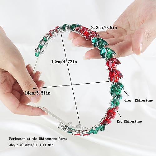 Brihasory Christmas Rhinestone Bridal Headband Red Green Hair Vine