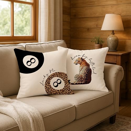 Leopard Cheetah Print Throw Pillow Covers 18x18 - Set of 2