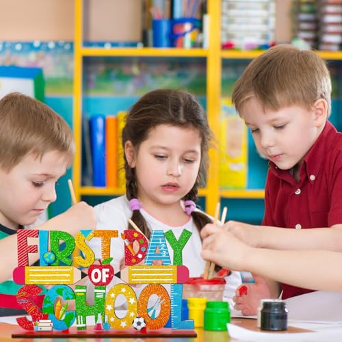 First Day of School Wooden Table Centerpiece - Classroom Desk Decor