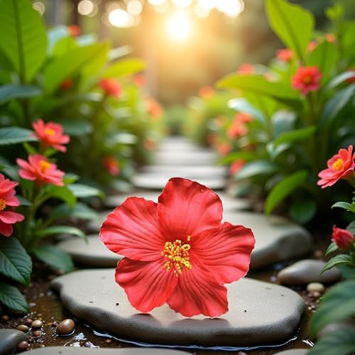 Red Hawaiian Flower Hair Clip Bohemian Tropical Hair Accessory for Women