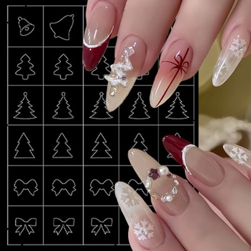 SHUXILIN 6 Sheets Christmas Nail Stencils Self-Adhesive Decals