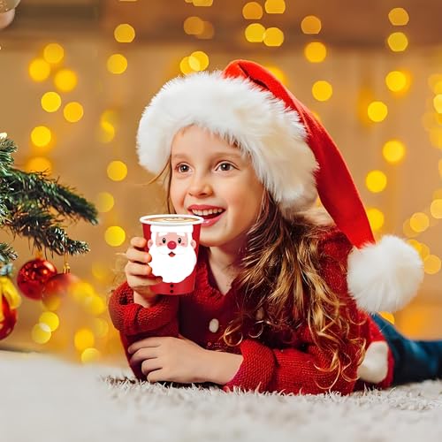 Christmas Paper Cups 9oz Disposable Holiday Drinkware Set - Santa Snowman Gingerbread