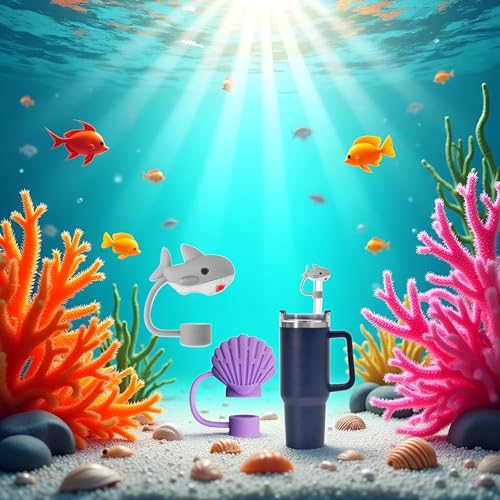 Marine Animal Silicone Straw Covers for Stanley Cups - Set of 3