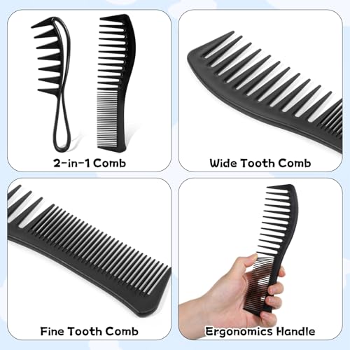 Wide Tooth Comb Set for Curly Hair 4-Pack Anti-Static Detangling Combs