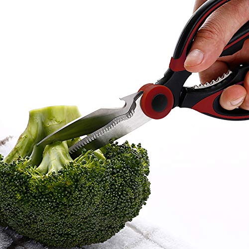 Acelone Heavy Duty Kitchen Shears, Ultra Sharp Stainless Steel Scissors - Red & Black