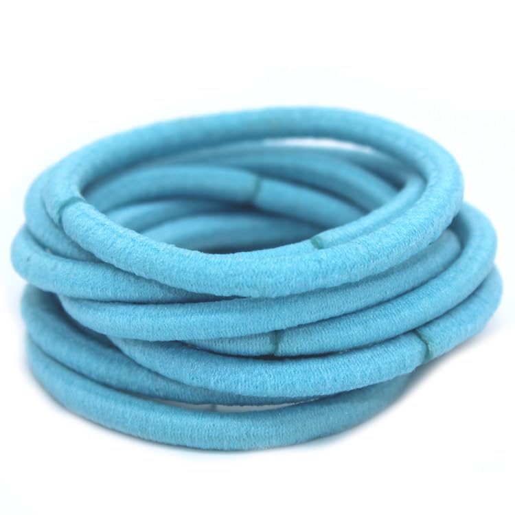 Wetco 4mm Elastic Hair Ties Ouchless Rubber Bands Light Blue 10 Pcs