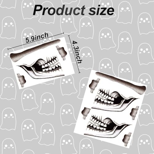 Abxqa Skull Temporary Tattoo Stickers for Halloween & Cosplay