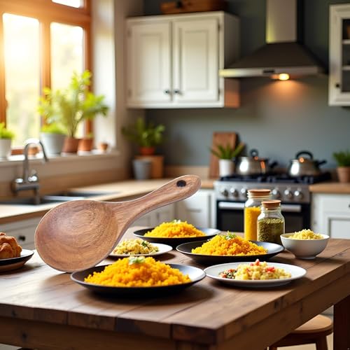 7-Inch Natural Wooden Rice Spoon - Non-Stick Serving Paddle