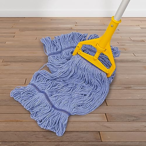 17 oz Commercial Mop Head Replacement - 2 Pack Blue Cotton Refills