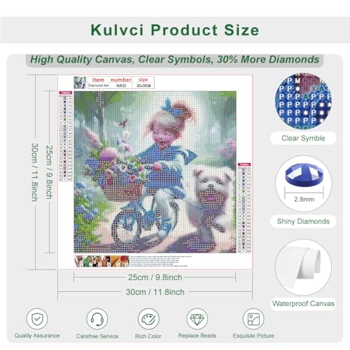 Kulvci Dog Diamond Art Painting Kit 12x12 Inch 5D Full Drill Gem Craft