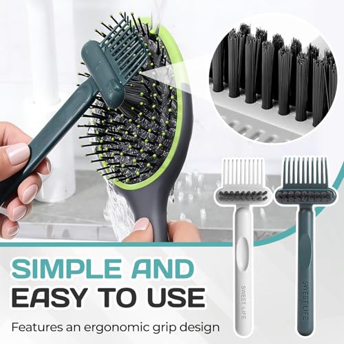 OLLBIT 2-in-1 Hair Brush Cleaning Tool and Comb Cleaner Gray