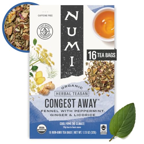 Numi Organic Congest Away Herbal Tea Bags 4.5 oz - Caffeine-Free, Fair Trade, Biodegradable