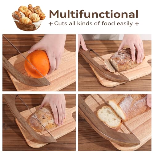 TOYIKOM Sourdough Bread Knife - Ergonomic Walnut Handle Serrated Slicer