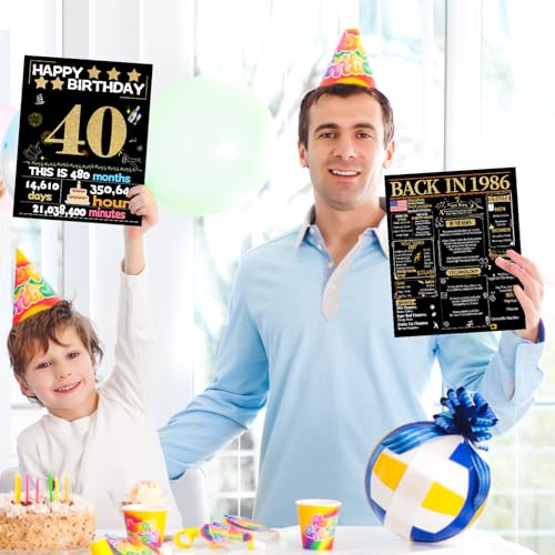 Joycard 40th Birthday Card with Envelope, Back in 1986 Party Decor Gift for Men Women