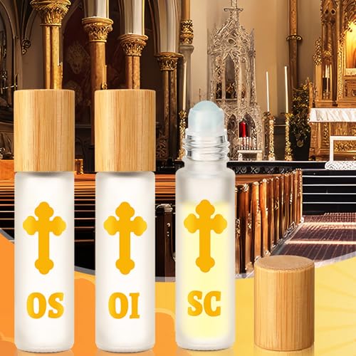 Chuangdi 3 Pcs Small Holy Anointing Oil Roller Bottles 10 ml Glass