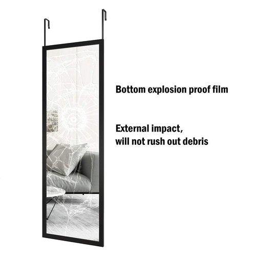 Whitebeach Wall Mirror Full Length Door, Black Bedroom Full Body Over The Door Hanging Mirror 48"16"