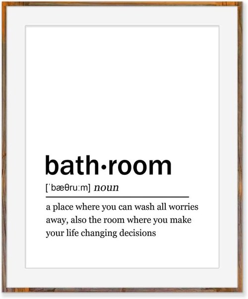 Bathroom Definition Wall Art Print by [Brand Name] | Funny Typography Quote Decor - 8x10 Unframed