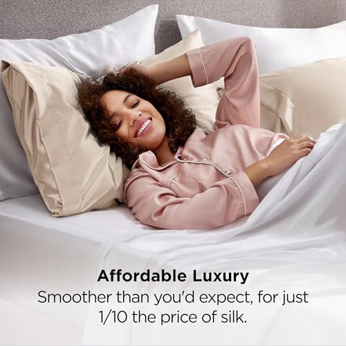Bedsure Queen Satin Pillowcases Set of 2 - Beige (20" x 30")