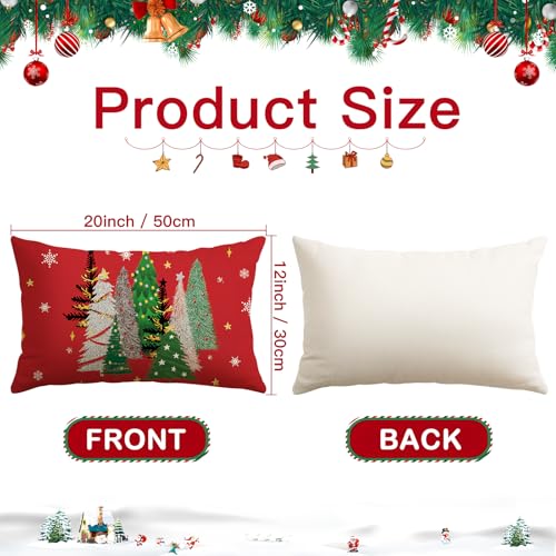 OTOSTAR Christmas Throw Pillow Cover 12x20 Inch - Red Snowflake Design