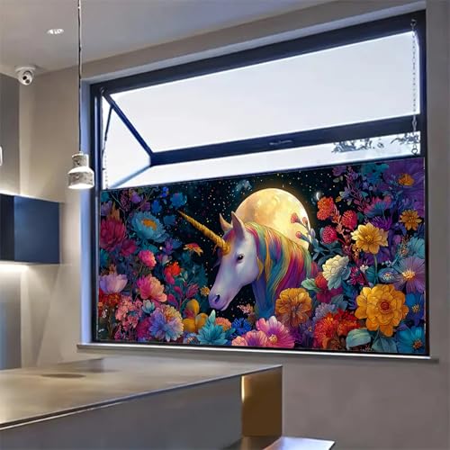 HOMETITUTE Magical Fantasy Floral Window Privacy Film 39.3x17.7 Inch