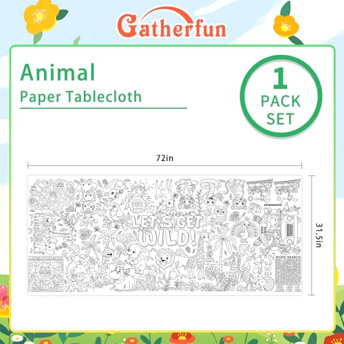Gatherfun Wild Safari Jungle Coloring Tablecloth 31.5x72