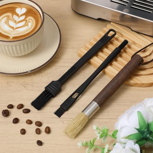 3-Piece Coffee Grinder Cleaning Brush Set with Walnut Handles